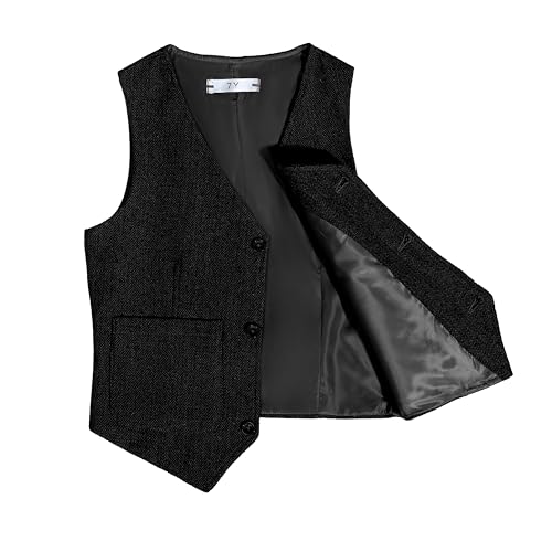 Image of Boys Retro Tweed Vest for Kids Classic Casual Waistcoat