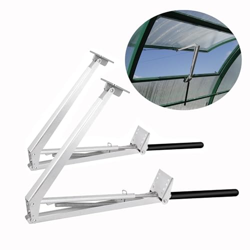 KZU 2pcs Greenhouse Window Opener, Solar-Powered, Automatic, Steel Frame, Silver, Vent Opener