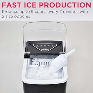 Frigidaire EFIC123-SSBLACK Compact Countertop Ice Maker, 26lbs of Ice per Day, Black Stainless