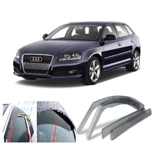 Set Di 4 Deflettori D'Aria Per Audi A3/S3/RS3 5 Porte (2004-2012) - Colore Fumé, In Acrilico UV