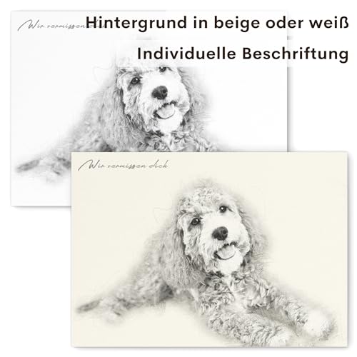 Tierportrait personalisiertes Geschenk Hundebesitzer Bild im Stil einer Bleistiftzeichnung von Foto Portrait wie Bleistift Zeichnung Fotogeschenk Hund Geschenk Haustier (mit oder ohne Rahmen)