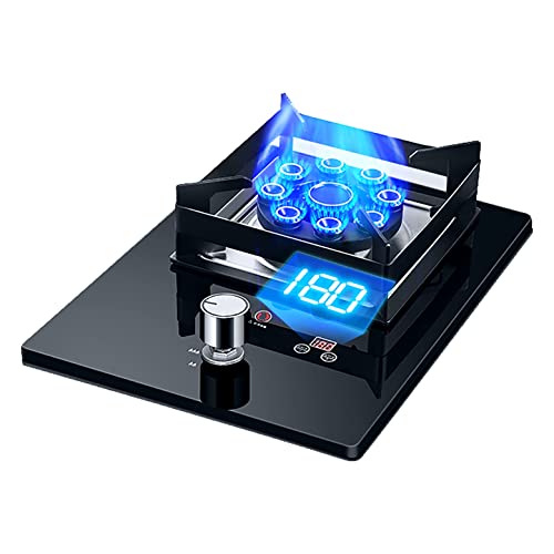 Aouoeeo Placa de Gas, Encimera de Gas, Cocina de Gas con Quemador, Cocina de Gas con Quemador, empotrada, de sobremesa, fácil de Limpiar, Vidrio Templado.
