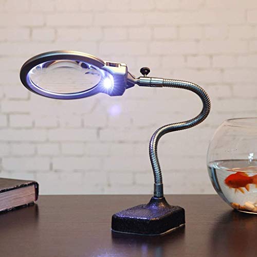 Loupe de bureau LED CRODY avec socle en métal et loupe de lecture HD 10x 20x - 2
