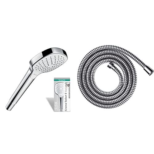 hansgrohe Croma Select E Doccetta Vario, bianco/cromo, 26812400 & Flessibile doccia Metaflex, 160 cm