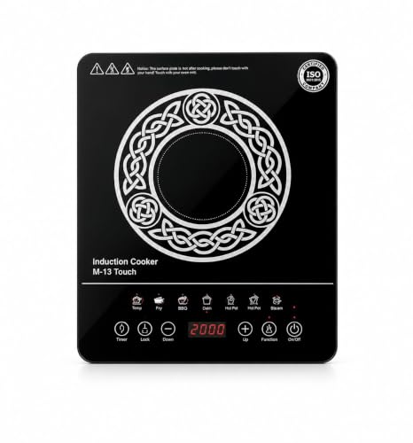 M-13 Touch Induction Cooktop, 2000W, Crystal Glass Surface, 8 Coo...