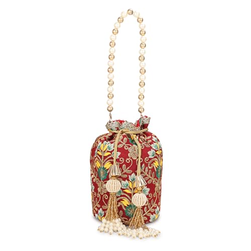 LONGING TO BUY Indian Ethnic Women Potli Bags For Wedding & Party Function (Maroon Multi) by LONGING TO BUY - Used condition - Image 5