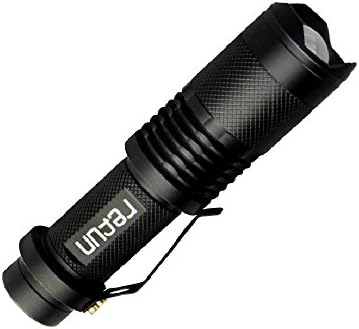 Tactical Led Flashlight Torch, Refun SK98 High-Powered Flash Light, Rechargeable Tac Light, Water Resistant Handheld Flashlight with Zoom Function and 5 Modes(2pcs 18650 Battery and Charger Included)