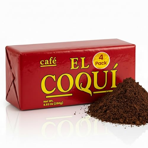 El Coquí Dark Roast Espresso Ground Coffee, Rich, Ground Coffee, Authentic Puerto Rican Style Coffee, Vacuum Sealed, Ground Espresso Beans, 8.83 oz (4 pack)