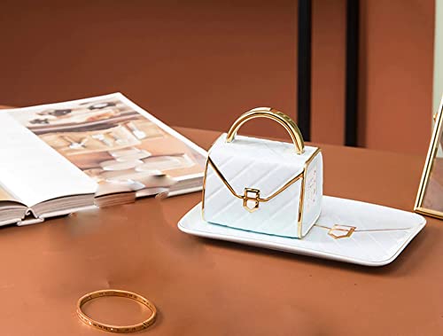 Anvirtue Handbag-Shaped Creative Ceramic Mug With Saucer Porcelain Tray & Spoon For Coffee, Hot Chocolate, Cappuccino, And Latte Breakfast (Light Blue) #TOP4