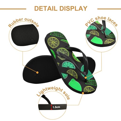 Lime Black Flip Flops for Beach Thong Sandals Anti-slip Lightweight Beach Shoes for Summer Outdoor Travel3