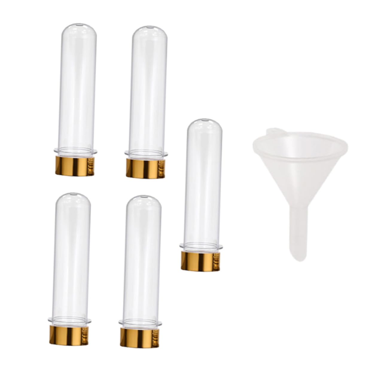 NAMOARLY 40ml Tube Bottles Set Bath Salt Jar Scoop Storage for Liquids Candy Tube Funnel Leakproof Plastic Containers 6 Pack for Beauty Craft Supplies