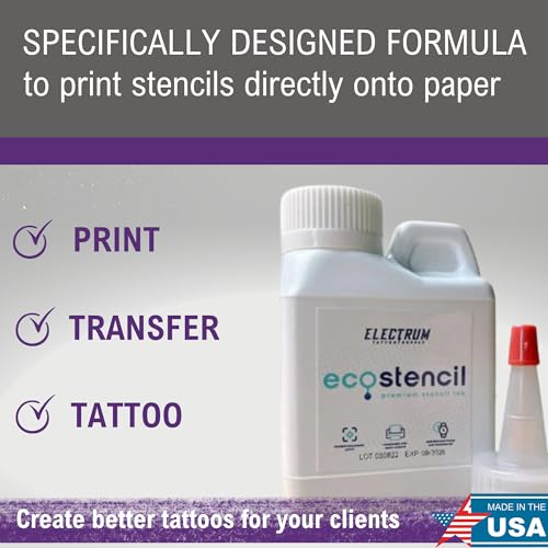 electrum eco stencils ink for epson eco tank printers methyl violet-based stencil ink creates flawless stencils that last up to 1 hour premium tattoo stencil ink proudly made in the usa 4 ounces