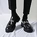 Men's Fashion Patent Leather Lug Sole Loafers,Round Toe Platform Comfort Slip On Dress Shoes (Black,8)