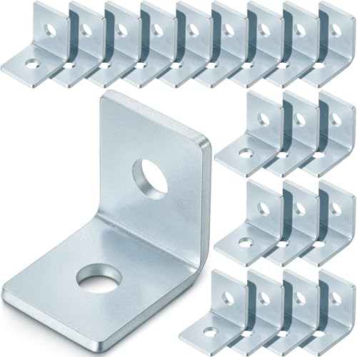 Tandefio 20 Pcs Connector Flat Plate Fitting Bracket Brace Fixing Repair Joint Bracket, Steel Surface Electrogalvanized, Fit for 1/2 Bolt in 1-5/8 Strut Channel, Thickness 4.8mm (L Shape)