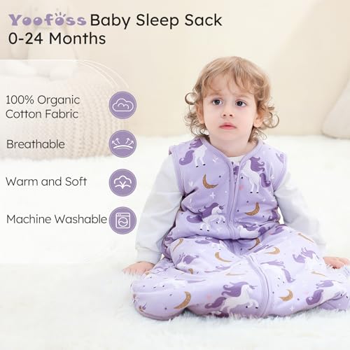 Image of Yoofoss Baby Sleep Sack 0-6 Months, TOG 2.5 Baby Wearable Blanket with 2-Way Zipper, 100% Organic Cotton Fabric Winter Newborn Sleeping Sack, Warm Soft Comfy