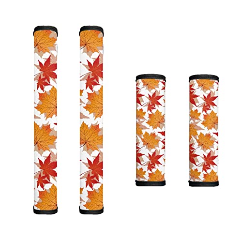Image of Dreaweet Fall Fridge Handle Covers Autumn Maple Leaves Kitchen Protector Refrigerator Door Handle Cover Microwave Handle Wraps Cover Set of 4, Soft Luggage Handle Wraps for Women Men