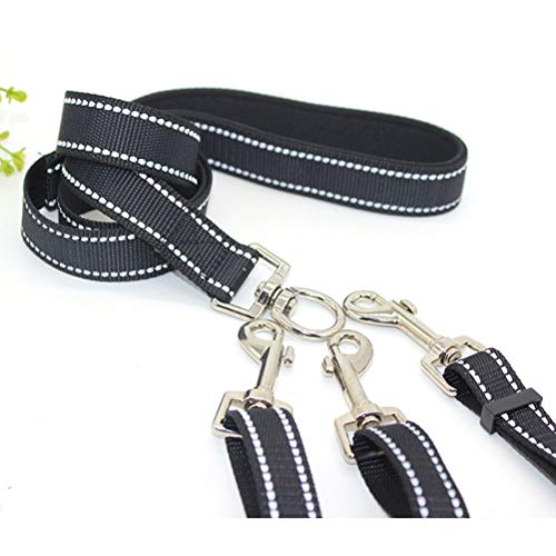 Coleira de 3 vias para cães resistente, refletiva, tripla, coleira com alça forte