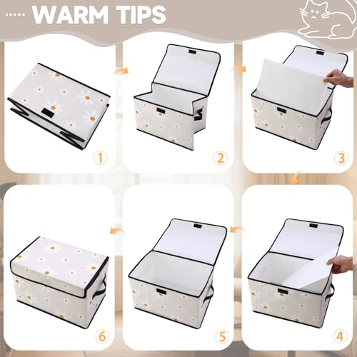 Image of Stackable Storage Bins with Lids,Closet Organizers Fabric Box for Home and Office,Blanket Clothes Organizers,Under Bed Storage Containers 3 Pack