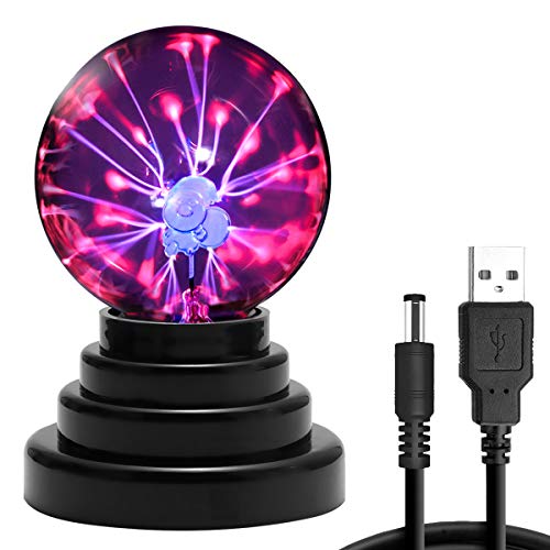 newoer 5.5 Inch Plasma Ball Lamp Santa Claus Magic Plasma Ball Lamp - Touch Sensitive Interactive USB or Battery Powered Plasma Globe Lamp for Decorations Bedroom Parties Prop Bedroom Christmas Gifts