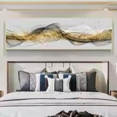 Toile murale moderne avec ruban gris et affiche paysage de 20 x 60 cm