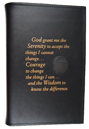 Culver Enterprises Alcoholics Anonymous AA Big Book LARGE PRINT Cover Serenity Prayer Medallion Holder BLACK