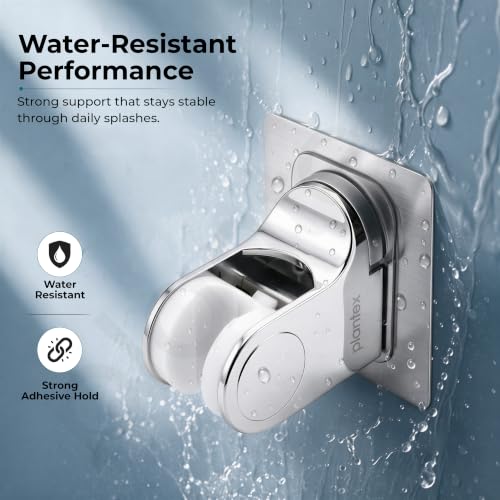 Image of Plantex Health Faucet Set /ABS Jet Spray with 1.2M Stainless Steel Hose Pipe for Toilet /Self Adhesive Hand Shower Holder /No Drilling Wall Mount - (White & Chrome, Combo)