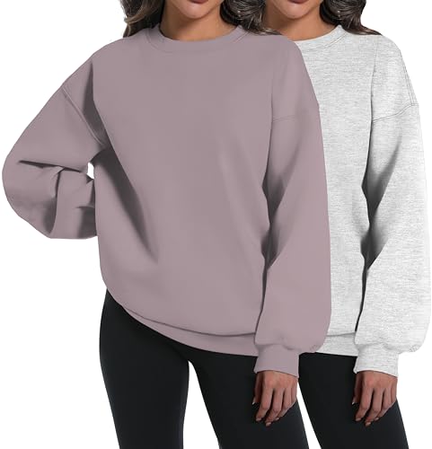 XFIFM 2 Pack Womens Oversized Sweatshirts Hoodies Long Sleeve Tops