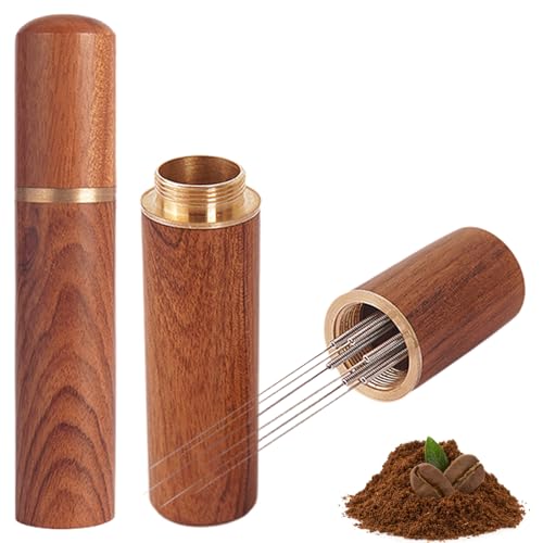 RARITYLL Espresso Coffee Stirrer 6 Needles 0.3 Millimeter Coffee Distribution Tool with Wood Handle Espresso Accessories