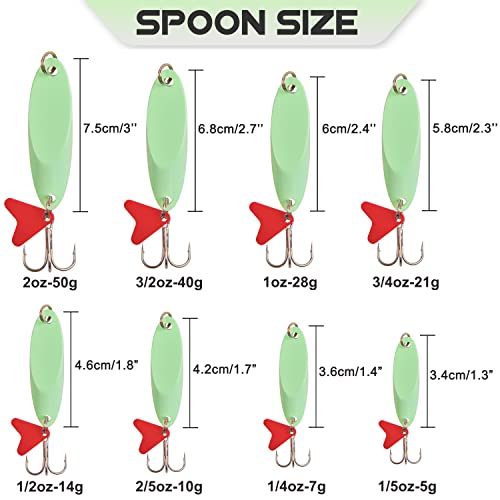 Orootl Fishing Spoon Lures Long Distance Casting Spoon Fishing Lure Jig Glow Cast Metal Spoon 1/5Oz-2Oz Hard Metal Spoon Lures For Saltwater Freshwater Fishing #TOP3