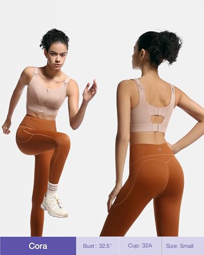 Image of Adjustable High Impact Sports Bras for Women Zip Front Full Coverage and Lift Padded Compression Tops