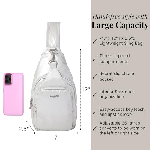Image of Baggallini Women's Central Park Sling 12 inchx7 inch Crossbody Bag W /Convertible Adjustable Shoulder Strap