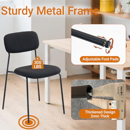 Image of Sidanli Stackable Waiting Room Chairs, Armless Upholstered Guest Chairs Set of 4 with Comfotable Cushion for Conference Reception Break Room Lobby, Black