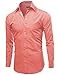 Omega Italy Men's Long Sleeve Dress Shirt Solid Color Regular Fit 25 Colors Coral