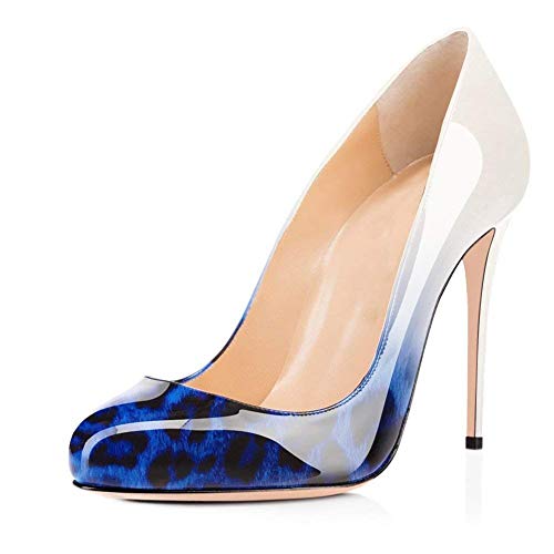 Fericzot Women's Party Stiletto Heels Sexy Round Toe Pumps Slip On High Heel Pumps Classics Pumps Basic Shoes Plus Size