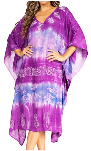 Sakkas Clementine Second Women's Tie Dye Caftan Dress/Cover Up Beach Kaftan Boho