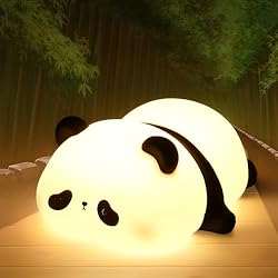 Lamparas Katatori Comius Sharp Panda Luz Nocturna Infantil, Adorable Lampara Bebe Noche, Lampara De Mesita De Noche De Silicona Suave Con Sensor Tactil, Decoracion De Escritorio De Habitacion Regalo De Cumpleaños