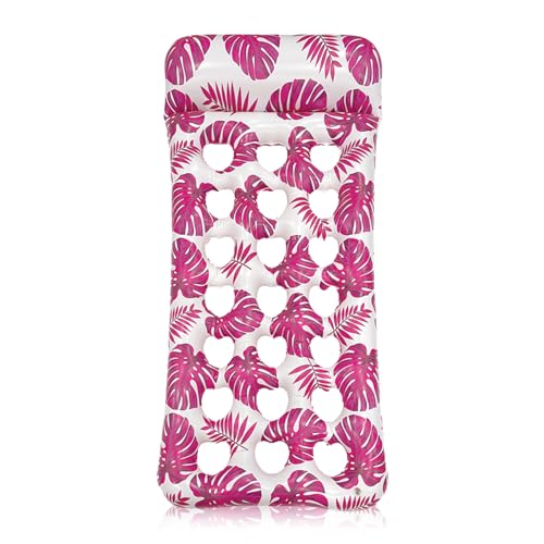 Pool Hammocks for Adult,Inflatable Pool Floats 4 in 1,Inflatable Pool Lounger with Headrest,PVC Water Floating Hammock,70x39 in Lilo Floats Rafts,Swimming Pool Float Chair for Summer Beach (PINK)