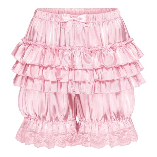 Satini Sissy Ruffled Victorian Lolita Bloomer Shorts Silky Satin Pumpkin Pantaloon Bottoms
