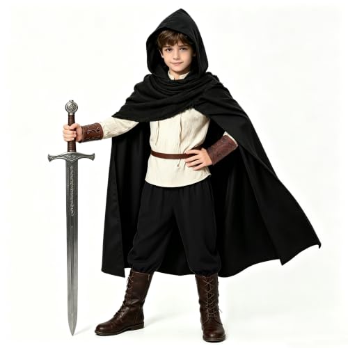 Image of 8 Pcs Medieval Costume for Boys Renaissance Viking Pirate Tunic Outfit for Kids