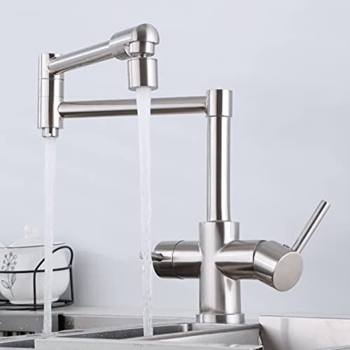 Robinet de cuisine à 3 voies pliant mitigeur eau potable droite chaude et froide laiton