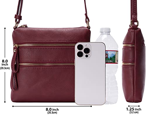 Image of Solene Small Multi Zipper Pocket Crossbody Bag with Adjustable Strap, Lightweight Travel Purse, Daily Small Messenger Pouch