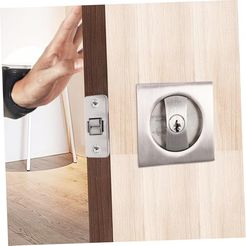 Cerradura Invisible para Puerta Corredera OSALADI con Llave, Herrajes de Metal Duradero para Privacidad en Dormitorios y Baños, Fácil de Instalar y Operar, Diseño Moderno con Acabado Cepillado miniatura 7