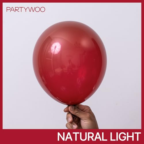 Image of PartyWoo Burgundy Balloons 100pcs 12 Inch Dark Chestnut Red Maroon Balloons for Graduation Wedding Thanksgiving Birthday Bachelorette Citizenship Strawberry Theme Party Decorations Red-Y62