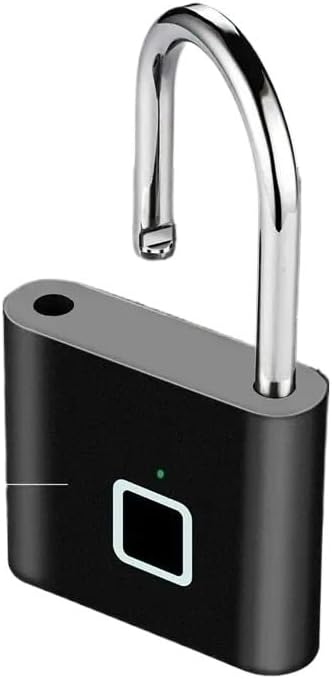 Keyless USB Charging Fingerprint Lock Smart Padlock Waterproof Door Lock 0.2sec Unlock Portable Anti-Theft Padlock Zinc(White)