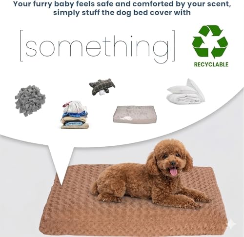 Image of Faux Fur Dog Bed Covers - Ultra Soft Rose Velvet, Removable & Washable, Cozy & Durable,Large Pet Bed Cover Only (No Filling) - Gray, (Rose Velvet Brown, Small(30.0 inch L x 20.0 inch W x 4.0 inch Th))
