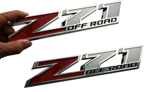 Image of 2pcs New Big Z71 Off Road Emblems 10 inch Badge Compatible with 2009-2018 Colorado Tahoe Silverado Sierra Suburban 2500Hd 3500Hd Offroad (Chrome Red)