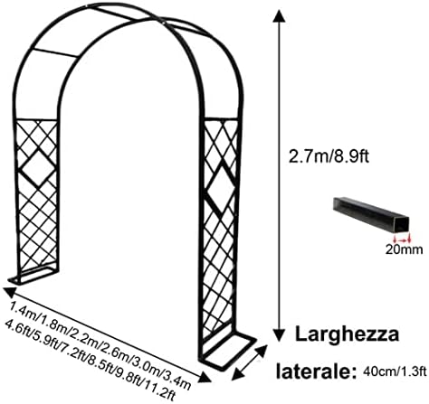 Heavy Duty Metal Garden Arch Pergola Trellis for Climbing Plants, Adjustable Width 4.6ft to 11ft, Sturdy Rose Arbor Archway, 8.9ft Tall, Durable Outdoor Decoration