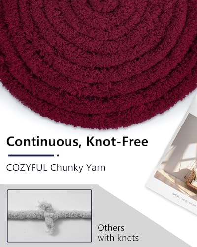 Image of Cozyful Chunky Yarn for Hand Knitting, #9 Thick Jumbo Big Chunky Yarn for Crocheting, Super Chunky Knit Blanket Yarns, Large Chunky Chenille Yarns, 8 Pack (30 yds 8 oz Each Skein), Burgundy