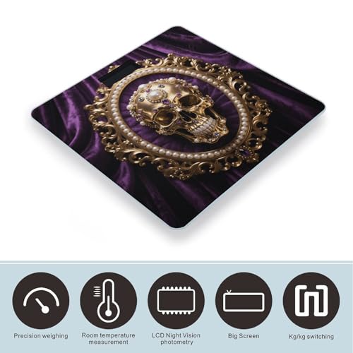 Báscula digital de baño con calavera metálica y pantalla LCD miniatura 3