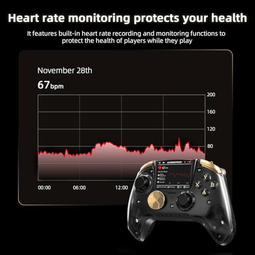 Image of Doriteney RG G01 Wireless Gaming Controller with Heart Rate Monitor & Display, Hall Effect Triggers, Programmable Back Buttons for PC, Switch, Steam, Android, iOS - 2.4G /Bluetooth /Wired Black
